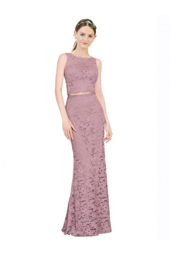 Illusion Neck Long Lace Sleeveless Prom Dress / Bridesmaid Dress Darwin