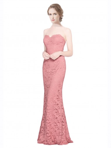 Strapless Long Lace Salmon Sleeveless Formal Dress / Bridesmaid Dress Darwin