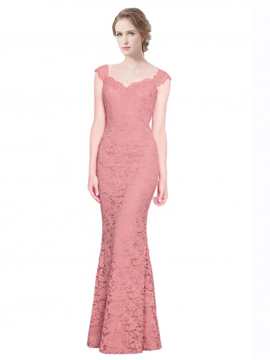 Strapless Long Lace Salmon Sleeveless Prom Dress / Bridesmaid Dress Darwin