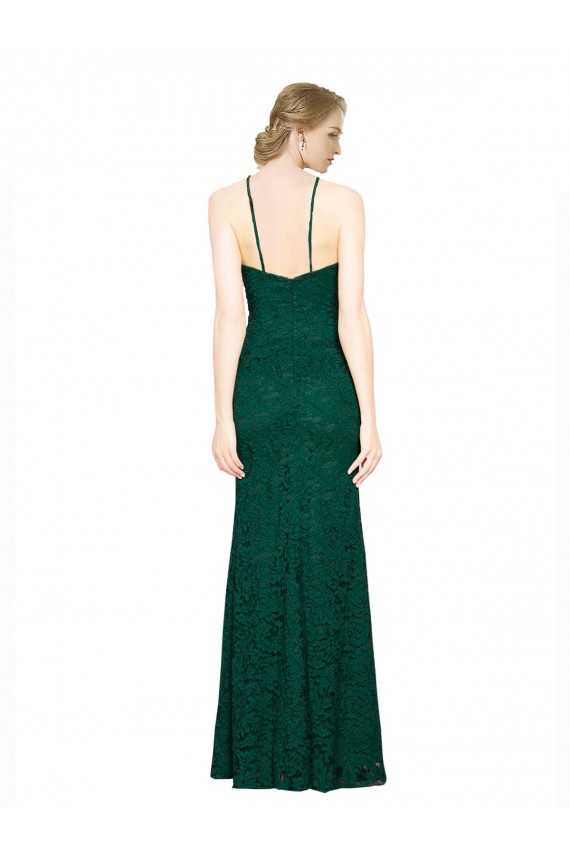 High Neck Long Lace Dark Green Sleeveless Prom Dress / Bridesmaid Dress Darwin