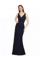 V-Neck Long Lace Dark Navy Sleeveless Bridesmaid Dress Darwin