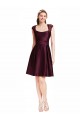 Square Neck Knee Length Satin & Lace Grape Sleeveless Bridesmaid Dress Darwin