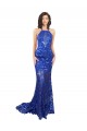 High Neck Long Lace Royal Blue Sleeveless Semi Formal Evening Dress / Prom Dress / Bridesmaid Dress Darwin