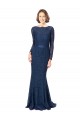 Jewel Neck Sweep Train Lace Dark Navy Long Sleeves Bridesmaid Dress Darwin