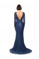 Jewel Neck Sweep Train Lace Dark Navy Long Sleeves Bridesmaid Dress Darwin