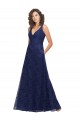 V-Neck Long Lace Dark Navy A-Line Sleeveless Bridesmaid Dress Darwin