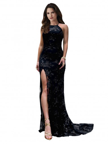 High Neck Long Lace Black Sleeveless Black Tie Evening Gown / Prom Dress / Bridesmaid Dress Darwin