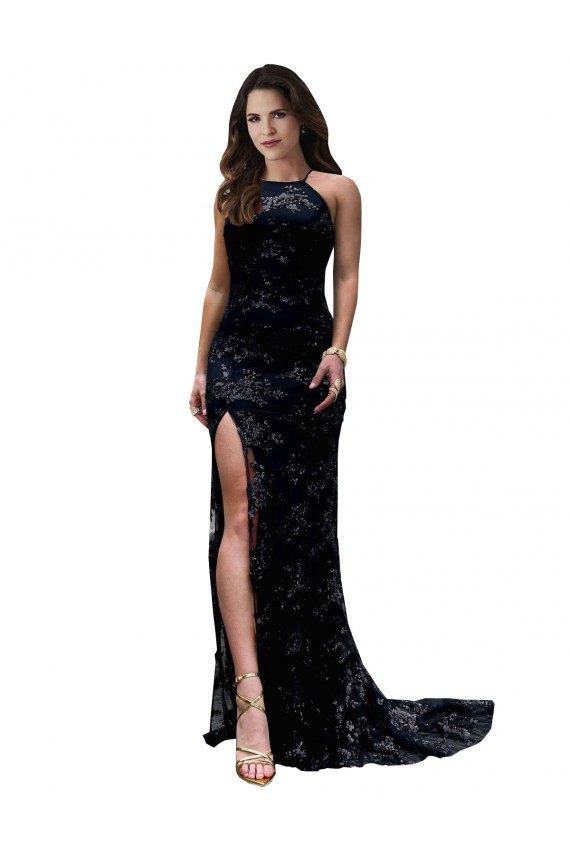 High Neck Long Lace Black Sleeveless Black Tie Evening Gown / Prom Dress / Bridesmaid Dress Darwin