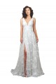 V-Neck Chapel Train Lace Off White Sleeveless Wedding Dress Darwin