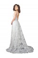 V-Neck Chapel Train Lace Off White Sleeveless Wedding Dress Darwin