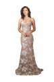 V-Neck Sweep Train Lace Champagne Sleeveless Wedding Dress Darwin
