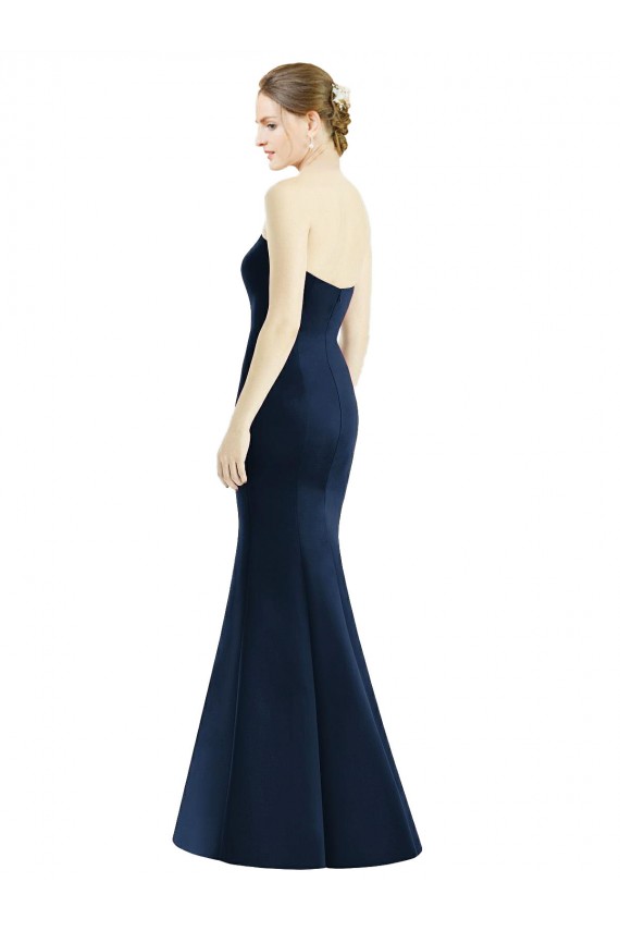 Sweetheart Long Floor Length Satin Dark Navy Sleeveless Bridesmaid Dress Darwin