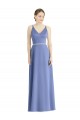 V-Neck Long Satin Periwinkle Sleeveless Bridesmaid Dress Darwin