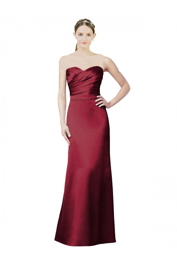 Strapless Long Satin Burgundy Sleeveless Bridesmaid Dress / Evening Dress Darwin