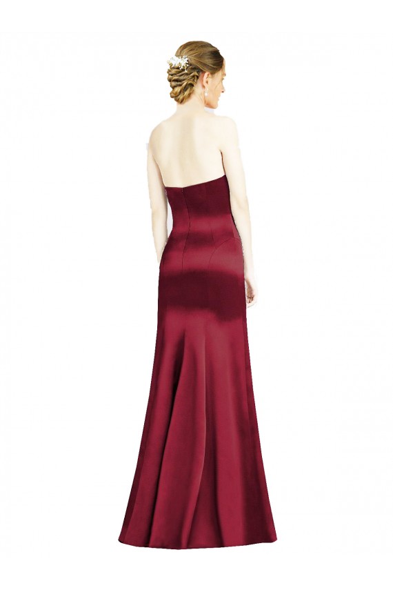 Sweetheart Long Satin Burgundy Sleeveless Bridesmaid Dress Darwin