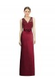 V-Neck Long Satin & Lace Burgundy Sleeveless Bridesmaid Dress Darwin