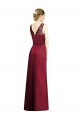 V-Neck Long Satin & Lace Burgundy Sleeveless Bridesmaid Dress Darwin