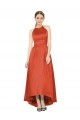 Halter Neck Satin Spice Red Sleeveless High Low Bridesmaid Dress Darwin