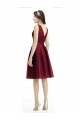 Bateau Neck Knee Length Satin Burgundy Sleeveless Bridesmaid Gown Darwin