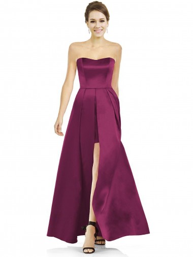 Strapless Long Satin Merlot Sleeveless Bridesmaid Dress Darwin