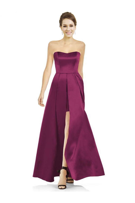 Strapless Long Satin Merlot Sleeveless Bridesmaid Dress Darwin