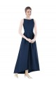 Bateau Neck Long Satin Dark Navy Sleeveless High Low Bridesmaid Dress Darwin