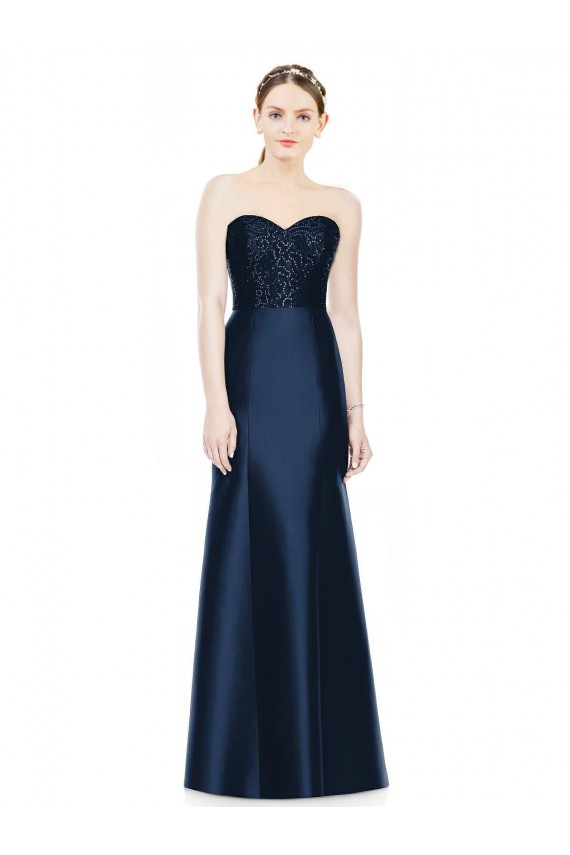 Strapless Long Satin Dark Navy Sleeveless Evening Dress / Bridesmaid Dress Darwin