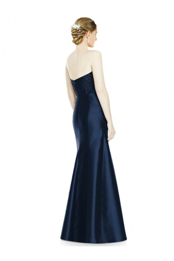 Strapless Long Satin Dark Navy Sleeveless Evening Dress / Bridesmaid Dress Darwin