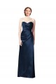 Strapless Long Satin Dark Navy A-Line Sleeveless Bridesmaid Dress Darwin