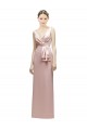 V-Neck Long Satin Pink Sleeveless Bridesmaid Dress Darwin