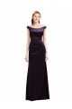 Off the Shoulder Long Satin Grape Cap Sleeves Bridesmaid Dress Darwin