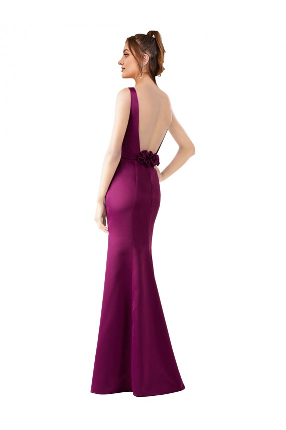 Bateau Neck Long Satin Merlot Sleeveless Black Tie Evening Gown / Prom Dress / Bridesmaid Dress Darwin