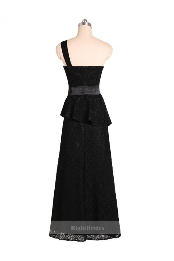 One Shoulder Long Satin Black Sleeveless Bridesmaid Dress Darwin