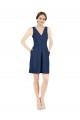 V-Neck Knee Length Satin Dark Navy Sleeveless Evening Gown / Bridesmaid Dress Darwin