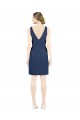 V-Neck Knee Length Satin Dark Navy Sleeveless Evening Gown / Bridesmaid Dress Darwin