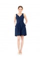 V-Neck Knee Length Satin Dark Navy Sleeveless Bridesmaid Gown Darwin