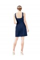 V-Neck Knee Length Satin Dark Navy Sleeveless Bridesmaid Gown Darwin