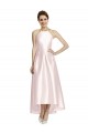 Halter Neck Long Satin Pink Sleeveless High Low Bridesmaid Dress Darwin