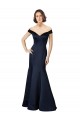 V-Neck Long Satin Dark Navy Cap Sleeves Prom Dress / Bridesmaid Dress Darwin