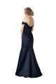 V-Neck Long Satin Dark Navy Cap Sleeves Prom Dress / Bridesmaid Dress Darwin