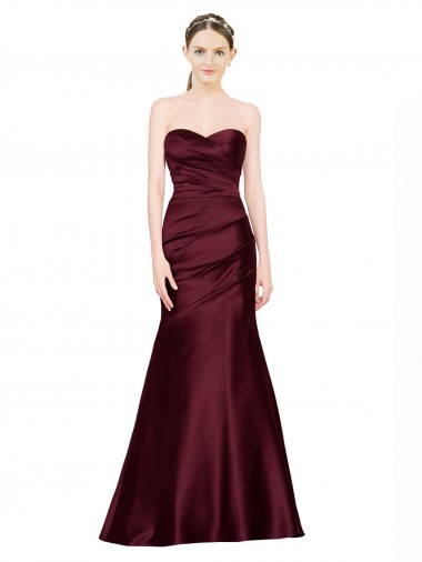 Sweetheart Long Satin Burgundy Sleeveless Formal Evening Gown / Prom Dress / Bridesmaid Dress Darwin