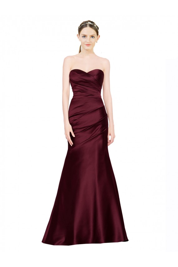 Sweetheart Long Satin Burgundy Sleeveless Formal Evening Gown / Prom Dress / Bridesmaid Dress Darwin