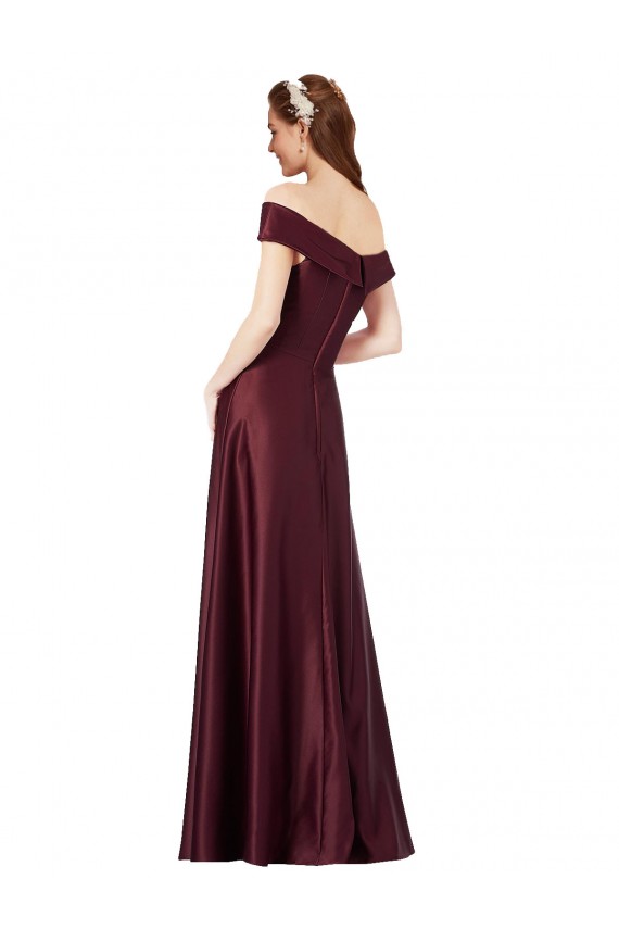 Strapless Long Satin Burgundy Gold Cap Sleeves Black Tie Evening Gown / Prom Dress / Bridesmaid Dress Darwin