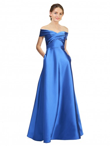 Off the Shoulder Long Satin Sleeveless Black Tie Evening Gown / Prom Dress / Bridesmaid Dress Darwin