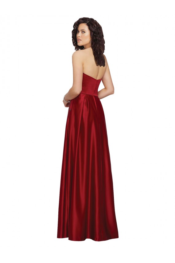 Strapless Long Satin Dark Red Sleeveless Prom Dress / Bridesmaid Dress Darwin