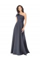 One Shoulder Long Satin Slate Grey Sleeveless Formal Evening Gown / Prom Dress / Bridesmaid Dress Darwin