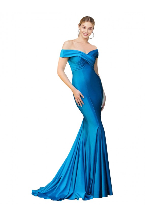 High Neck Long Satin Peacock Blue Sleeveless Formal Evening Gown / Prom Dress / Bridesmaid Dress Darwin