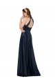 V-Neck Long Satin Dark Navy Sleeveless Formal Evening Gown / Prom Dress / Bridesmaid Dress Darwin