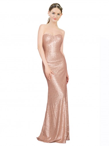 Sweetheart Long Sequin Rose Gold Sleeveless Formal Evening Gown / Prom Dress / Bridesmaid Dress Darwin