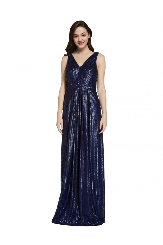 V-Neck Long Sequin Dark Navy Sheath Sleeveless Formal Evening Gown / Prom Dress / Bridesmaid Dress Darwin
